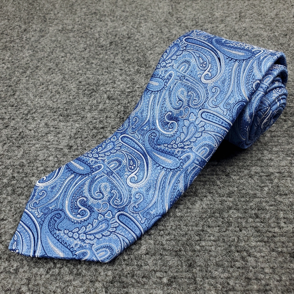 Eton Tie Blue Paisley Woven Silk Necktie Luxury Formal Business Office NEW